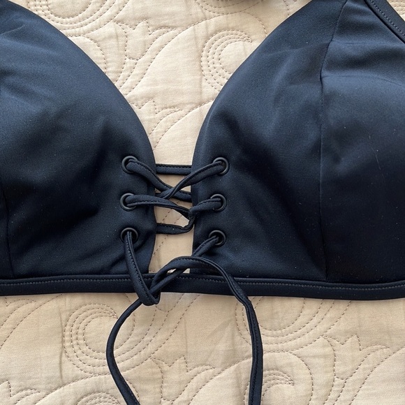 NWT Victoria’s Secret Swim Lace Up Triangle Bikini Top / BSexy / Black / Size M - Picture 7 of 14